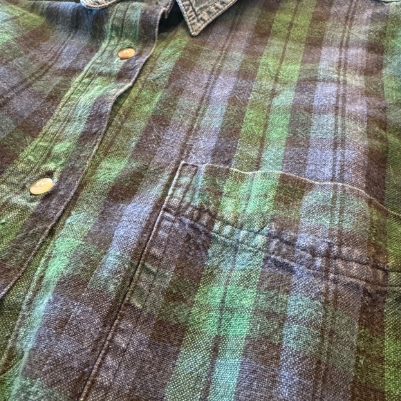 Vintage Quizz New York Plus Cotton Plaid/Chambray Floating Buttondown / 22 - Picture 10 of 11